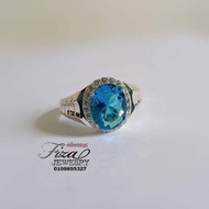 Cincin lelaki silver 925 biru muda silver 925, cincin perak lelaki permata biru, silver 925 men ring