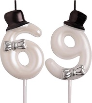 69th 96th Birthday Candles, White 96 69 Year Old Cake Topper Cute Number Birthday Candles, Birthday 