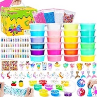 Theefun Slime Kit, Slime Kits for Girls Boys, 108Pcs Slime Making Supplies Include 20 Crystal Slime, 4 Clay, 48 Glitter Powder, Unicorn Slime Charms, DIY Toys for Kids Age 3+ Year Old