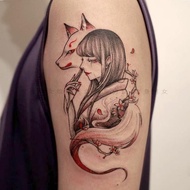 Dark Japanese Geisha Nine Tail Fox Tattoo Sticker