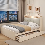 Bed Frame with Storage Modern Simple Bed Nordic Small Apartment High Box Bed Cream Style Children Ta