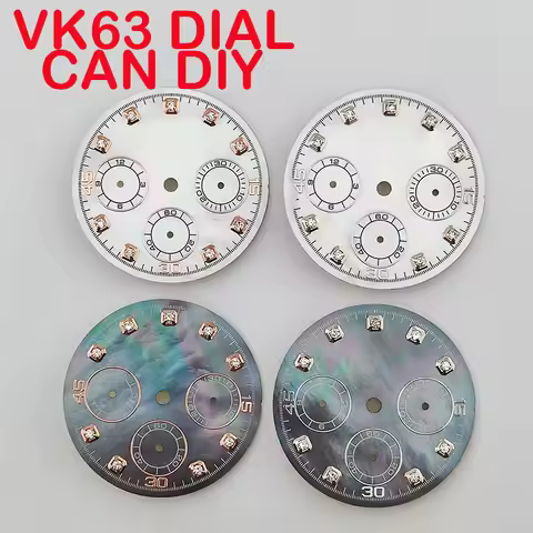 VK63 Dial Pearl shell dial New Quartz VK63 movement dial 29.5mm vk63 dial modified multi-function ti