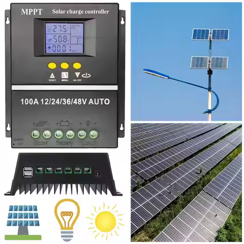 100A MPPT Solar Charge Controller Solar Panel Regulator LCD Display Auto Solar Charge Controller Dua