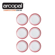 Arcopal Adonie 6pcs Dessert Plates Set 18cm Red White Decorated Tempered Glass