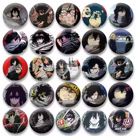 Game Anime My Hero Academia Shota Aizawa Cosplay Badge Pin SPTE Plastic Snap-in Brooch Accessories B