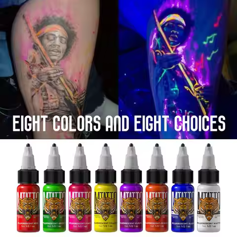 DM 15ml Fluorescent Tattoo Ink 1/8PCS Color Professional Beauty Paints Natural Plant Extract Pigment