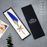 Retro Feather Pen Student Stationery Gift Box Literary Handbook Feather Ballpoint Pen Goose Feather 