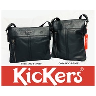 Kickers Premium Leather Travel Sling Bag Casual Cross-body Bag Black Unisex