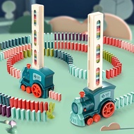Domino Train Toy Set with 60 PCS Domino Blocks Automatic Moving Domino Laying Train