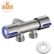 【SUN】 304 Angle valve toilet companion one in two out faucet angle valve double switch Stainless Steel  1/2 Angle Valve One Into Two Out Three-way Control Multi-function Faucet