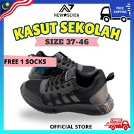 [New Seven] Kasut Sekolah Hitam Original–Lekat /Unisex Budak Lelaki &Perempuan/School Shoes NEW7-47