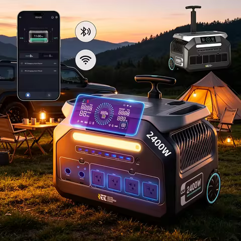 IEE P2400 2400W Portable Power Station, 2048Wh LiFePO4 Solar Generator, 4800W Peak, 1H Fast Charge, 