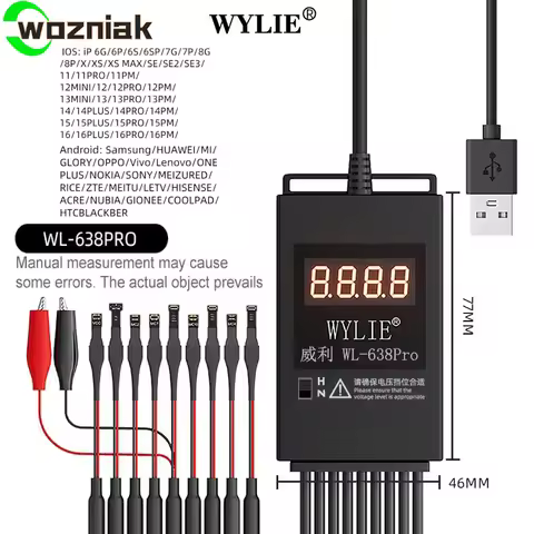WYLIE WL-638 Pro Smart Power Cable Accurate Current Recognition Suitable for IPhone Android Mobile P