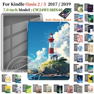 For Kindle Oasis 2 3 9th 10th Gen 7.0 inch CW24WI S8IN40 High Quality Painted Patterns Transparent A
