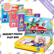 Magnet Play Box Kids Jigsaw Puzzles Education Toy Traffic Alphabet Building | Mainan Magnet Teka-Tek