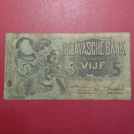 uang kuno indonesia seri wayang 5 Gulden ttd Smith