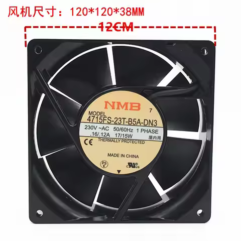 NMB 4715FS-23T-B5A-DN3 AC 230V 0.16A/0.12A 120x120x38mm Server Cooling Fan