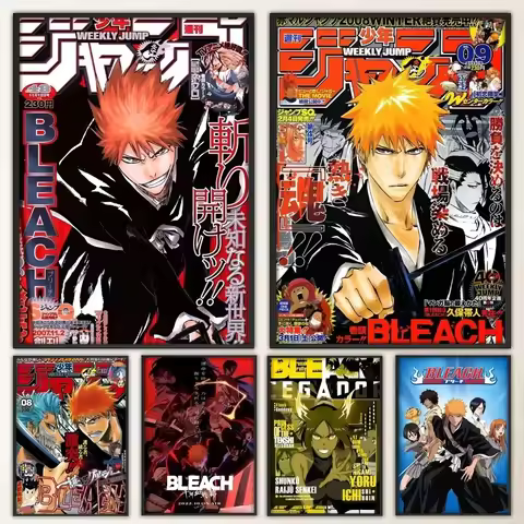 Anime Bleach Poster Fancy Wall Sticker for Living Room Bar Vintage Decorative Painting Middle