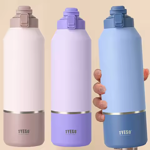 TYESO 2000ML Stainless Steel Thermo Bottle Portable 64oz Thermos Large Capacity Thermo Water Bottle 