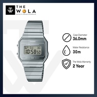 (2 Years Warranty) Casio Vintage Unisex Digital Watch A700WEV-7A Silver Stainless Steel Strap