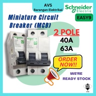 SCHNEIDER EASY9 SERIES MCB 2 POLE 40A 63A MINIATURE CIRCUIT BREAKER