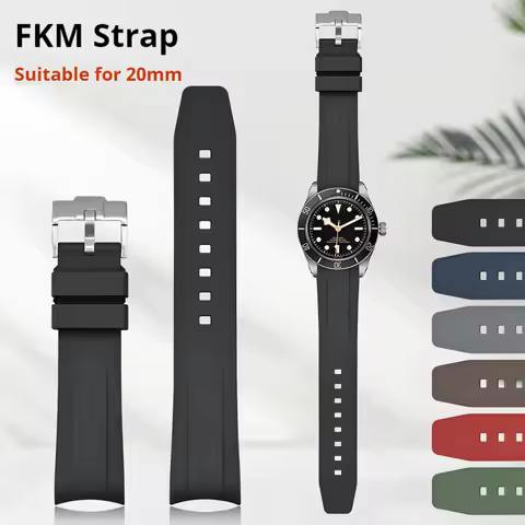 Fluoro Rubber Strap for Tudor Black Bay Series Special 20mm Curved End FKM Watch Band Men Sports Div