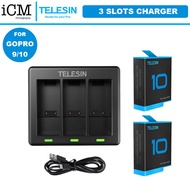 TELESIN Decoded 3 Slots Battery Charger Hub for GoPro HERO 10 9 BLACK