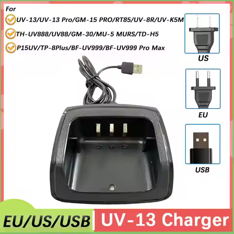 Baofeng UV-13 Battery Charger P15UV UV-K5M UV-K5 Plus GM30 RT85 Desktop Base Charger Stations TH-UV8