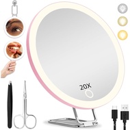 Magnify Makeup Mirror with Light 20 Times Magnify Makeup Mirror with 6 Inches Makeup Mirror with Suc