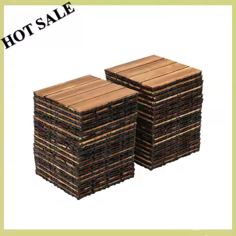 36-Pack Interlocking Deck Tiles 12x12 Inch Hardwood Patio Flooring Tiles Waterproof for Balcony Gard