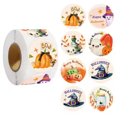 100-500pcs Halloween Stickers Pumpkin Handmade Labels Halloween Gift Decor Stickers Stationery Stick