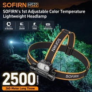 SOFIRN HS22 Headlamp SFT25R LED 6000K Rechargeable 2500lm Dual Switch With 2700K Warm Light Multi Ca