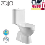 ZELLA C-100 WASHDOWN WATER CLOSET S-TRAP / TWO PIECE TOILET BOWL SET / MANGKUK TANDAS (SELF COLLECT 