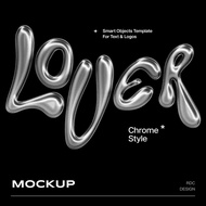 3D DESIGN | 🆒 Y2K Metal Font Logo Mockup Template – Photoshop