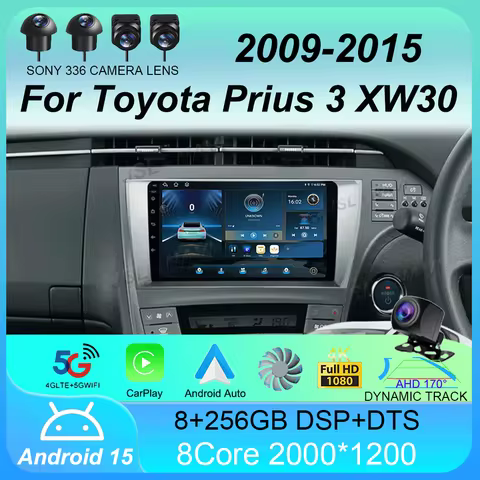 Car Radio Android 15 Carplay For Toyota Prius 3 XW30 2009 - 2015 LHD RHD Multimedia Video Player Nav