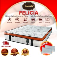 Lucrezia Felicia 12 Inch Firm Coconut Fibre Mattress | Hard Support | Latex-Feel Comfort
