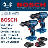 BOSCH Twin GSB 185-LI Cordless Brushless Impact Drill 2 Batteries GSB185 GSB185Li - 06019K31L2