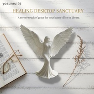 yosunrui5j] 3D Printed Spiritual Angel Decor Pure White Wings  Ornament for Meditation Desk Home Off