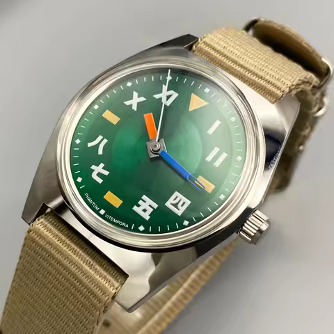 36MM Watch PHANTOM Mens 7120 Hand-Wind Mechanical Watch 36mm Retro Business Timepiece Classic Simple