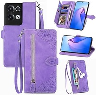 Mobile Phone Case for Oppo Reno8 Pro 5G, PU Leather Magnetic Closure Mobile Phone Case, with Zip Poc