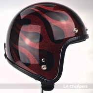 หมวกกันน๊อคทรงคลาสสิคแบบเปิดหน้า 5 เป็ก ซับหนัง Avengers Helmet NO: 326 Red fire in the dark