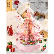 Christmas Building Blocks Pink Crystal Christmas Tree Music Box Gift