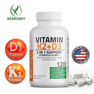Bronson Vitamin K2 D3 (MK7) Supplement Non-GMO Formula 5000IU (125 mcg) Vitamin D3 and 90 mcg Vitamin K2 MK-7 Easy-to-Swallow Vitamin D and K Complex, 120 Capsules