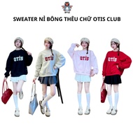 Otis Club boxy form long-sleeved cotton felt sweater embroidered with the word Otis Club