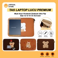 Laptop Bag Asus Vivobook Zenbook Flip S14 Chromebook Sleeve Pouch Soft Case Portable Bag Cover Tablet iPad Leptop Universal Notebook Netbook 13.3 14 15 15.6 Inch Compartment Zipper Slot Thick Brown Brown Color Bear Character Cute Cute School