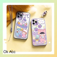 UNGU NEW Anti-crack shock Protection Case Boba Lilac Purple FM13 FM14 for Oppo Reno 4 4F 5 5F 6 A15 
