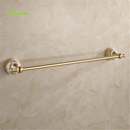 European Antique Gold Bathroom Towel Bar Single Towel Rail Wall Mounted Brushed Towel Rack Aluminum&amp;Ceramic Towel Holder 60 CM