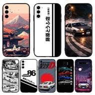 for Samsung A07 A17 A56 A36 A26 S25 Fe Edge Plus Ultra cartoon Anime Initial D Cars Casing 5Y22 Blac
