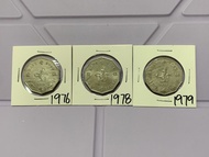 （十角形伍圓一套）香港硬幣英女王伊利沙伯 1976，1978 & 1979 年五元 Government of Hong Kong Queen Elizabeth ll 1976，1978 & 197