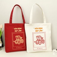 Tote bag, cotton canvas bag, fashionable shoulder bag for school and outings, fits A4 - tota2277, tu